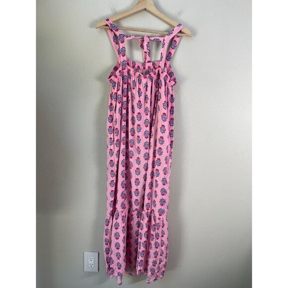 Old Navy Womens Large Floral Tie Back Cutout Maxi Swing Dress Pockets Sleeveless - Picture 12 of 13